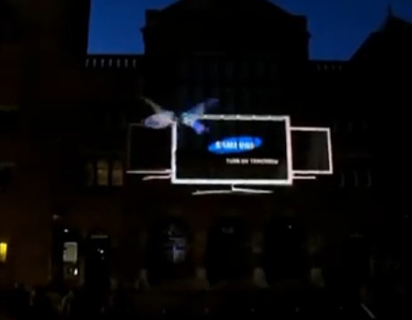 【震撼】三星墙体3D投影广告